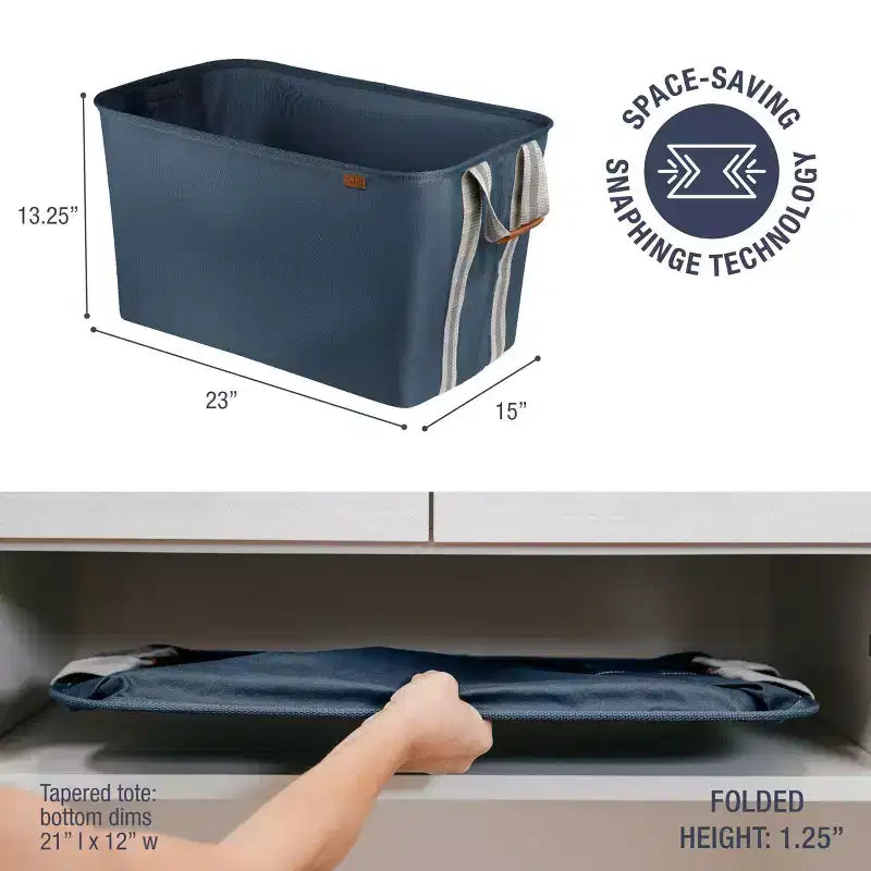 CleverMade Collapsible 2pk Laundry Basket LUXE 300D Navy Noir/Cream