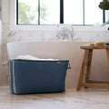 CleverMade Collapsible 2pk Laundry Basket LUXE 300D Navy Noir/Cream