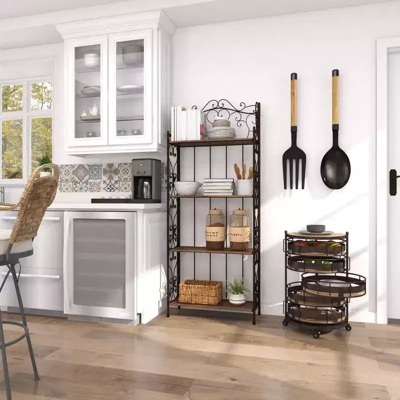 Farmhouse Metal Storage Cart Brown - Olivia & May: Utility Rolling Cart with 5 Drawers & 6 Shelves, Iron Construction