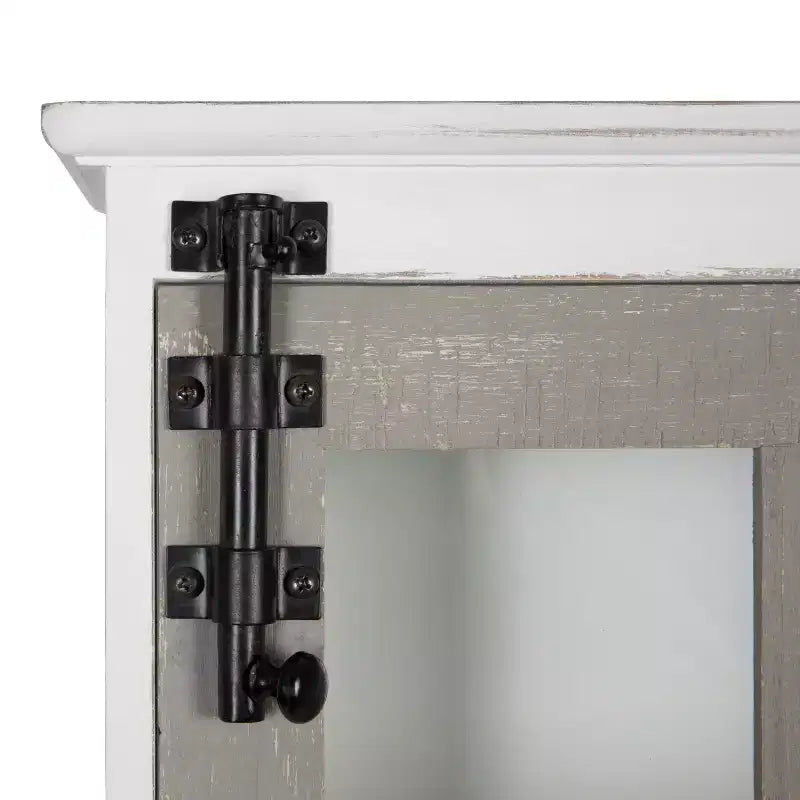 Hutchins Decorative Farmhouse Wood Wall Cabinet White/Gray - Kate & Laurel All Things Decor: Entryway Storage with Hooks