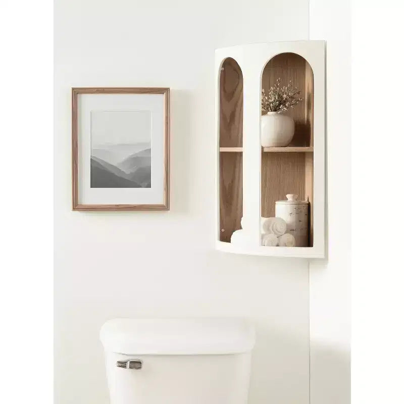 Kate & Laurel All Things Decor 16" Elloree Corner Shelf White/Natural