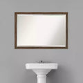 39" x 27" Regis Barnwood Narrow Framed Bathroom Vanity Wall Mirror Light Brown - Amanti Art: Beveled, Wall-Mounted