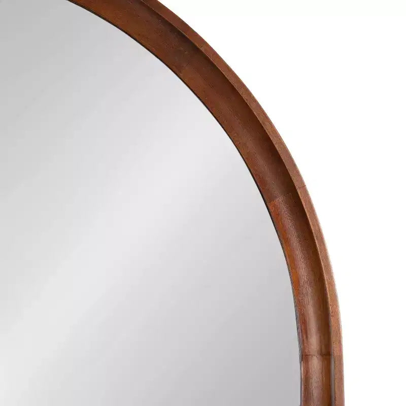 Kate & Laurel All Things Decor 32"X36" Hatherleigh Arch Wood Wall Mirror Walnut Brown