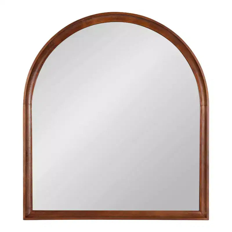 Kate & Laurel All Things Decor 32"X36" Hatherleigh Arch Wood Wall Mirror Walnut Brown