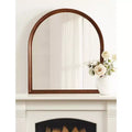 Kate & Laurel All Things Decor 32"X36" Hatherleigh Arch Wood Wall Mirror Walnut Brown