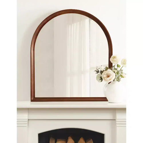 Kate & Laurel All Things Decor 32"X36" Hatherleigh Arch Wood Wall Mirror Walnut Brown