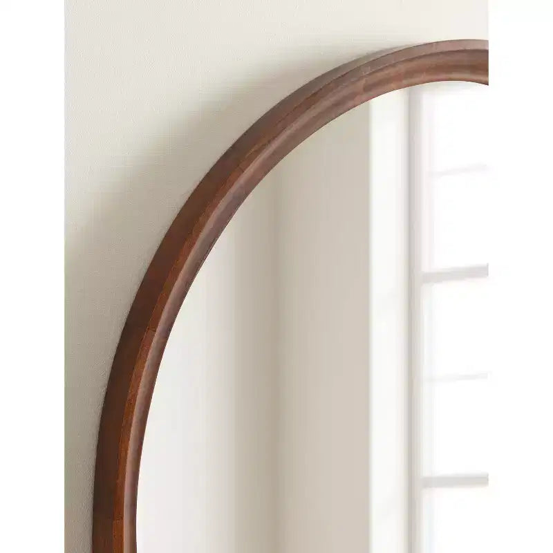 Kate & Laurel All Things Decor 32"X36" Hatherleigh Arch Wood Wall Mirror Walnut Brown