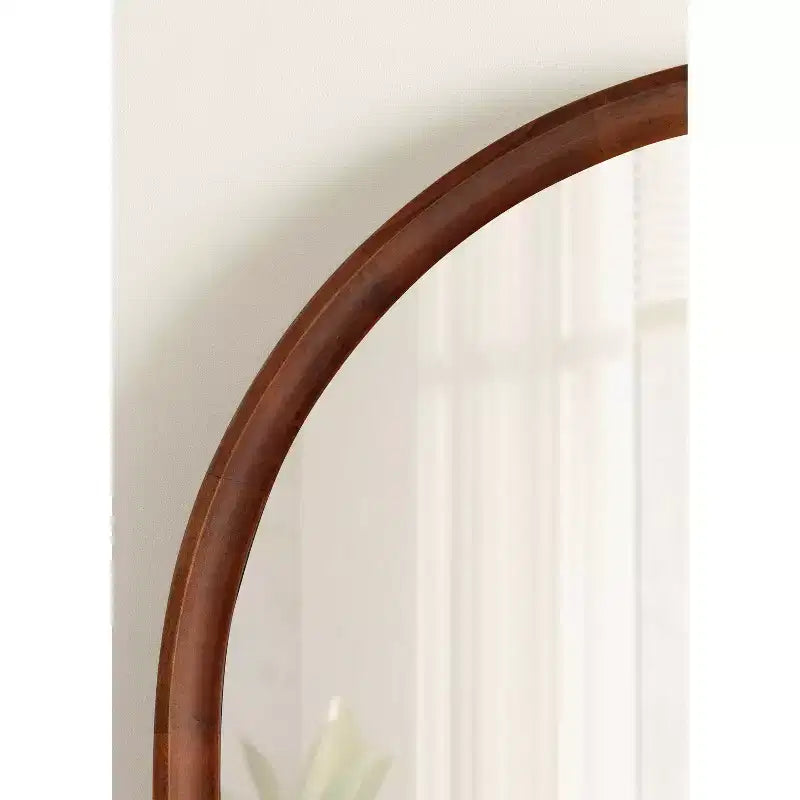 Kate & Laurel All Things Decor 32"X36" Hatherleigh Arch Wood Wall Mirror Walnut Brown