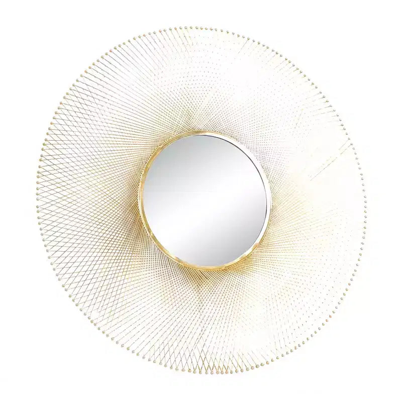 Metal Starburst Round Wall Mirror Gold - Olivia & May: Roulette Design, Modern Decor, No Assembly Required