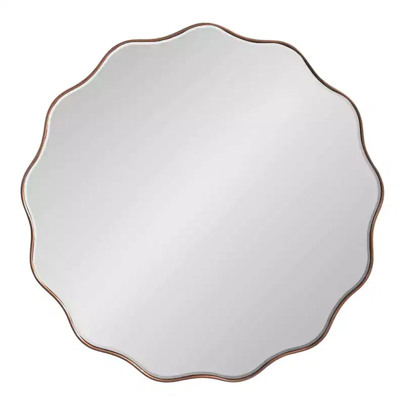 Kate & Laurel All Things Decor 32"X32" Viona Round Scalloped Mirror Bronze