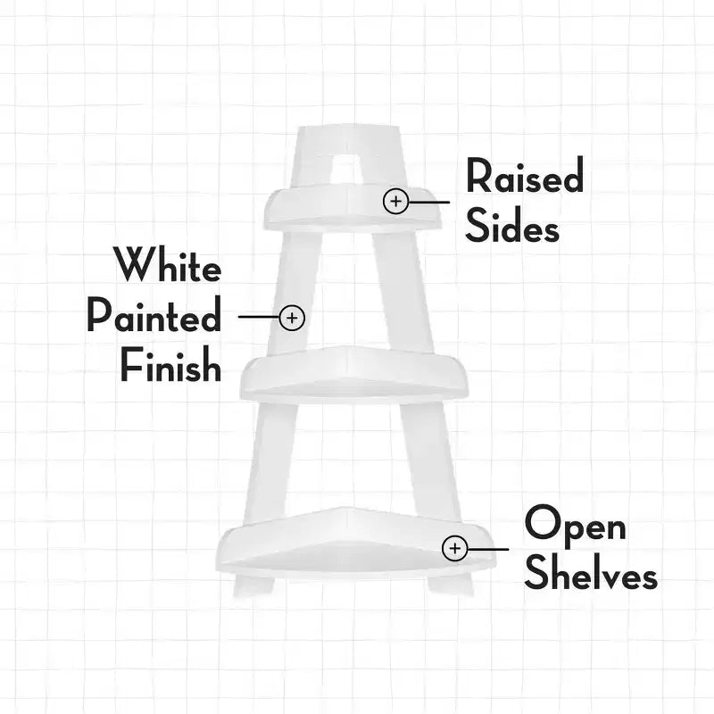 RiverRidge Kids' 3-Tier Corner Shelf Display Stand for Playroom White