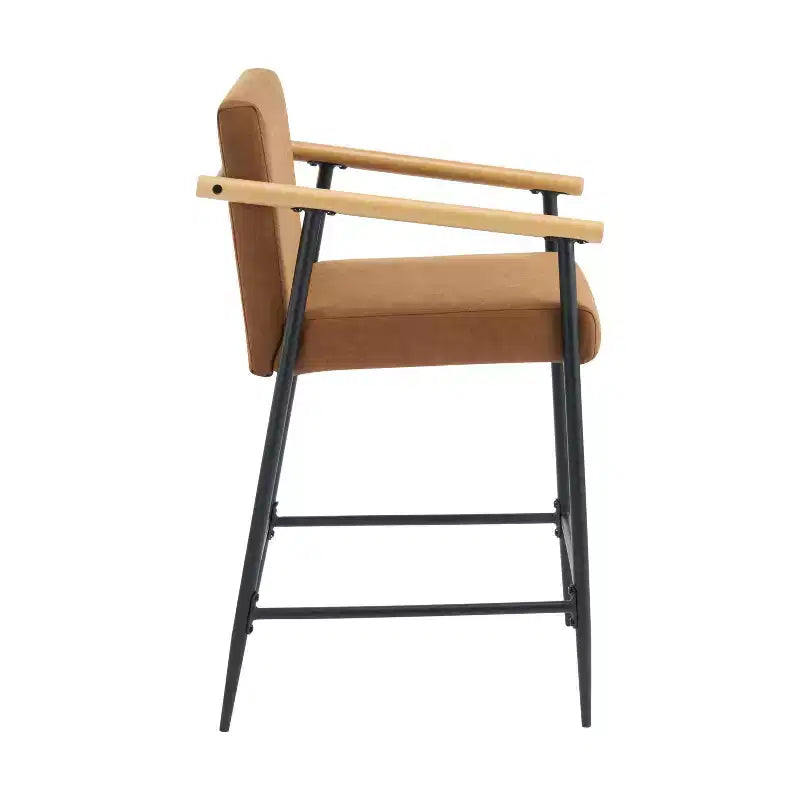 Christopher Knight Home Set of 2 Ruby Mid Century Modern Upholstered Counter Stool with Iron Frame Counter Height Barstools Brown