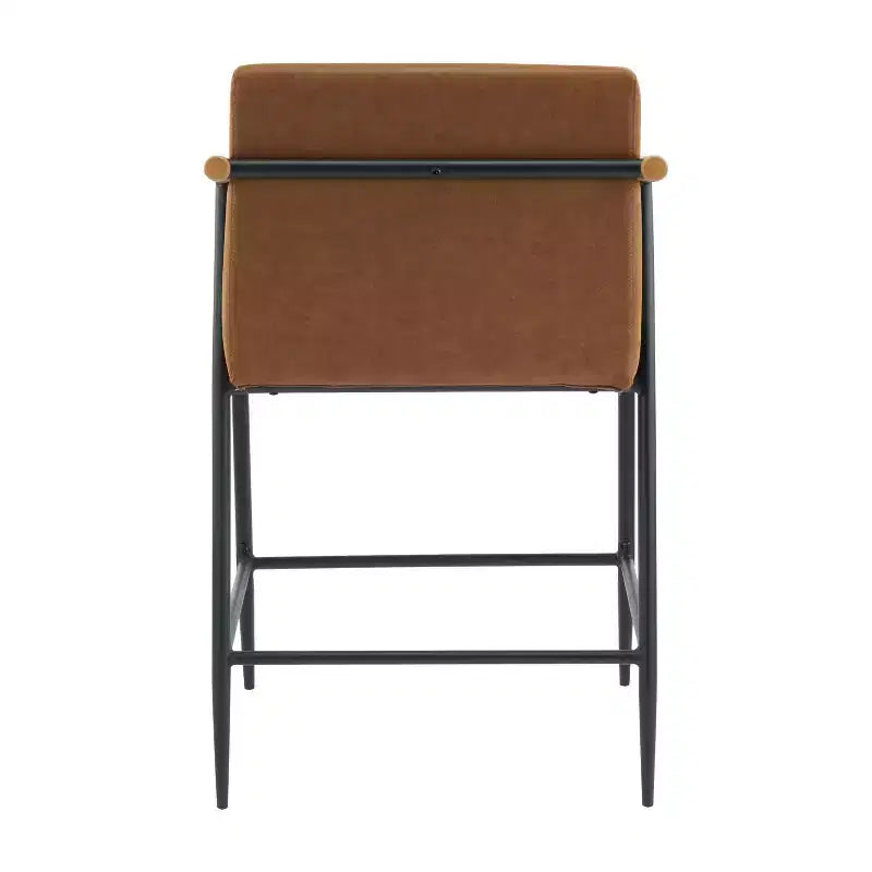 Christopher Knight Home Set of 2 Ruby Mid Century Modern Upholstered Counter Stool with Iron Frame Counter Height Barstools Brown
