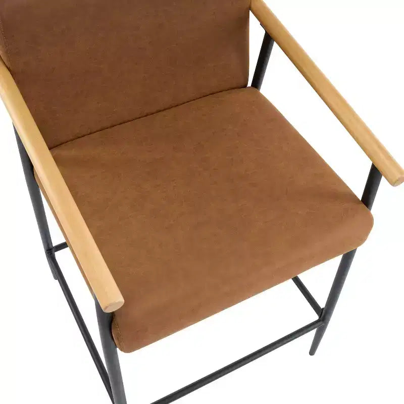Christopher Knight Home Set of 2 Ruby Mid Century Modern Upholstered Counter Stool with Iron Frame Counter Height Barstools Brown