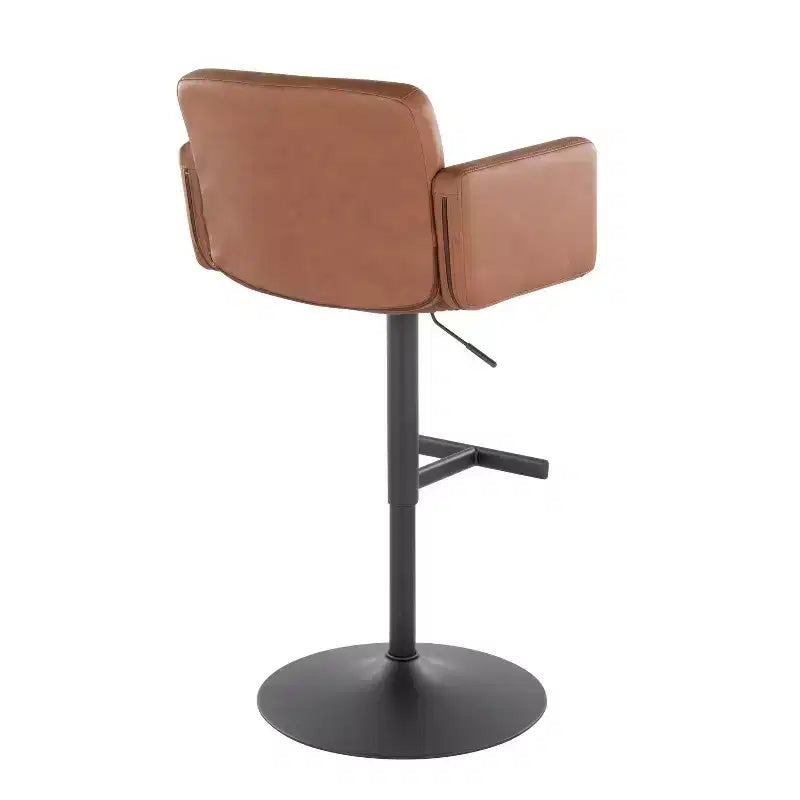 LumiSource Stout Adjustable Barstool Black Metal/Camel PU