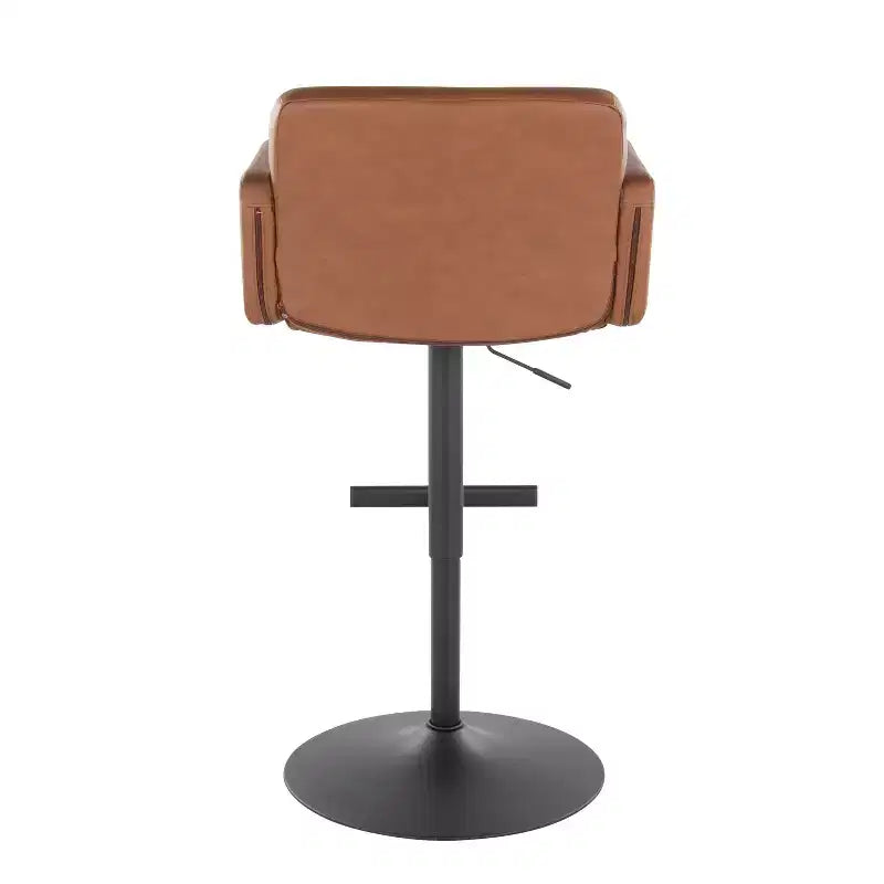 LumiSource Stout Adjustable Barstool Black Metal/Camel PU