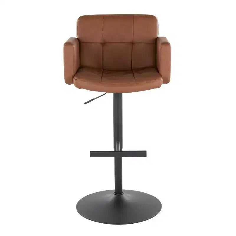 LumiSource Stout Adjustable Barstool Black Metal/Camel PU