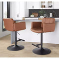 LumiSource Stout Adjustable Barstool Black Metal/Camel PU