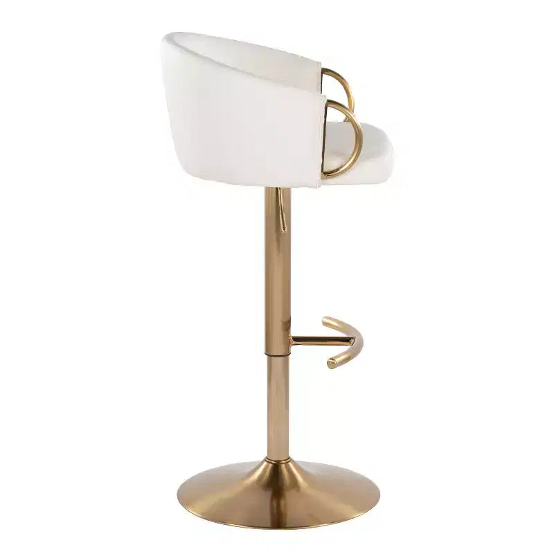 LumiSource Set of 2 Claire Adjustable Barstools Gold/White PU