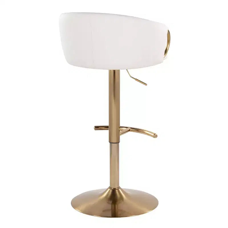 LumiSource Set of 2 Claire Adjustable Barstools Gold/White PU