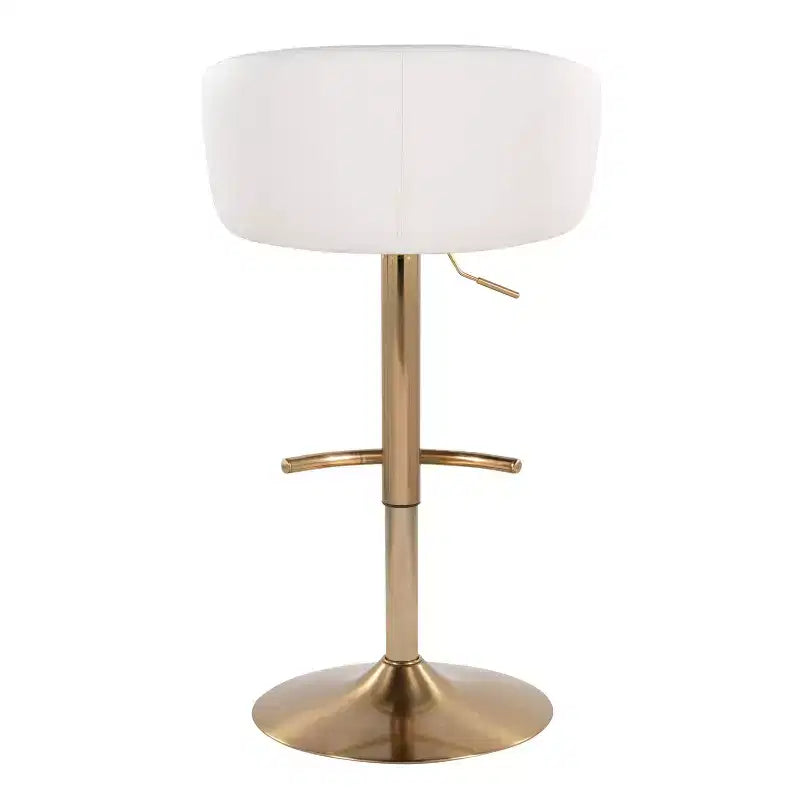 LumiSource Set of 2 Claire Adjustable Barstools Gold/White PU