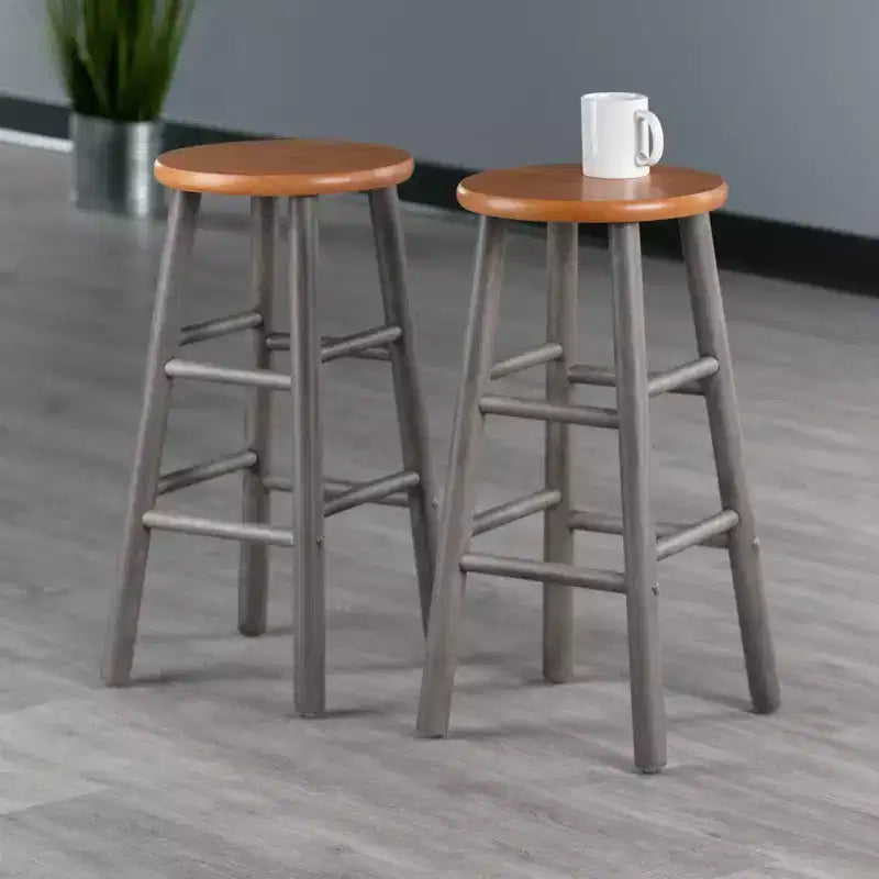 2pc 24" Huxton Counter Height Barstools Gray/Teak - Winsome