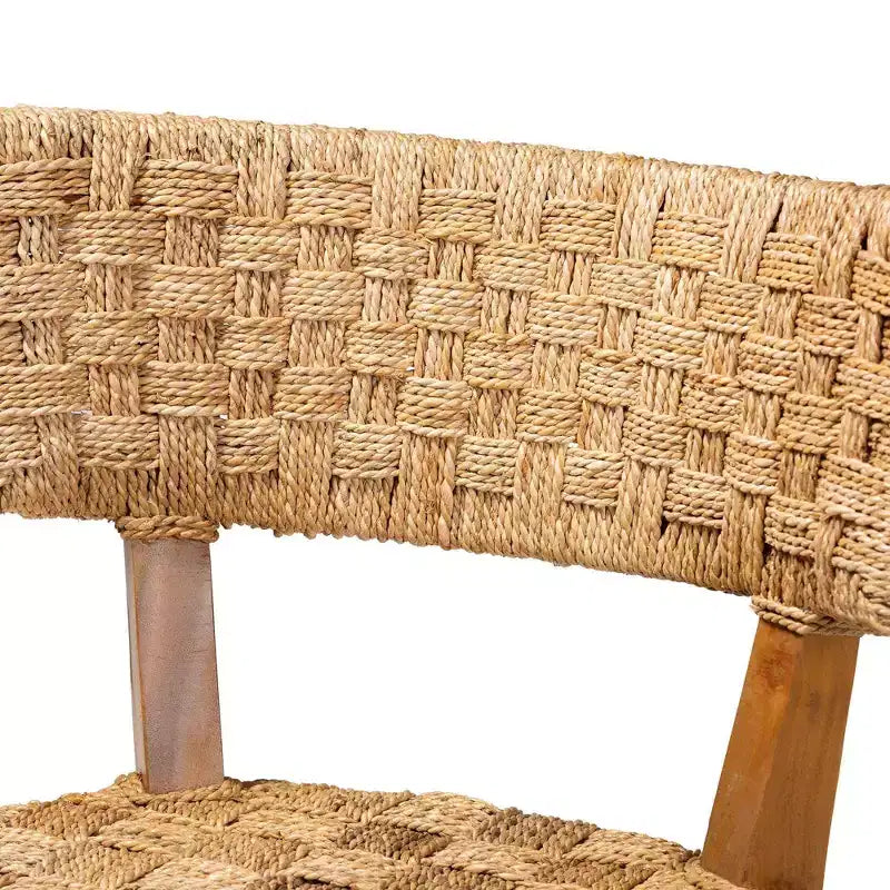bali & pari Sabit Seagrass and Mahogany Wood Dining Chair Natural/Natural Brown