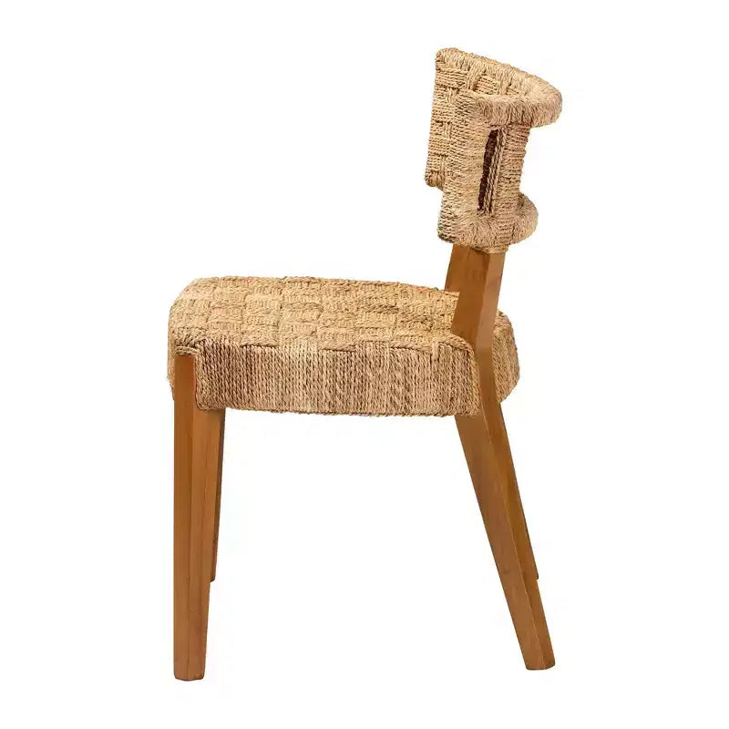 bali & pari Sabit Seagrass and Mahogany Wood Dining Chair Natural/Natural Brown