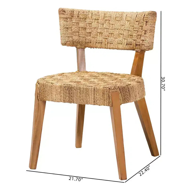 bali & pari Sabit Seagrass and Mahogany Wood Dining Chair Natural/Natural Brown