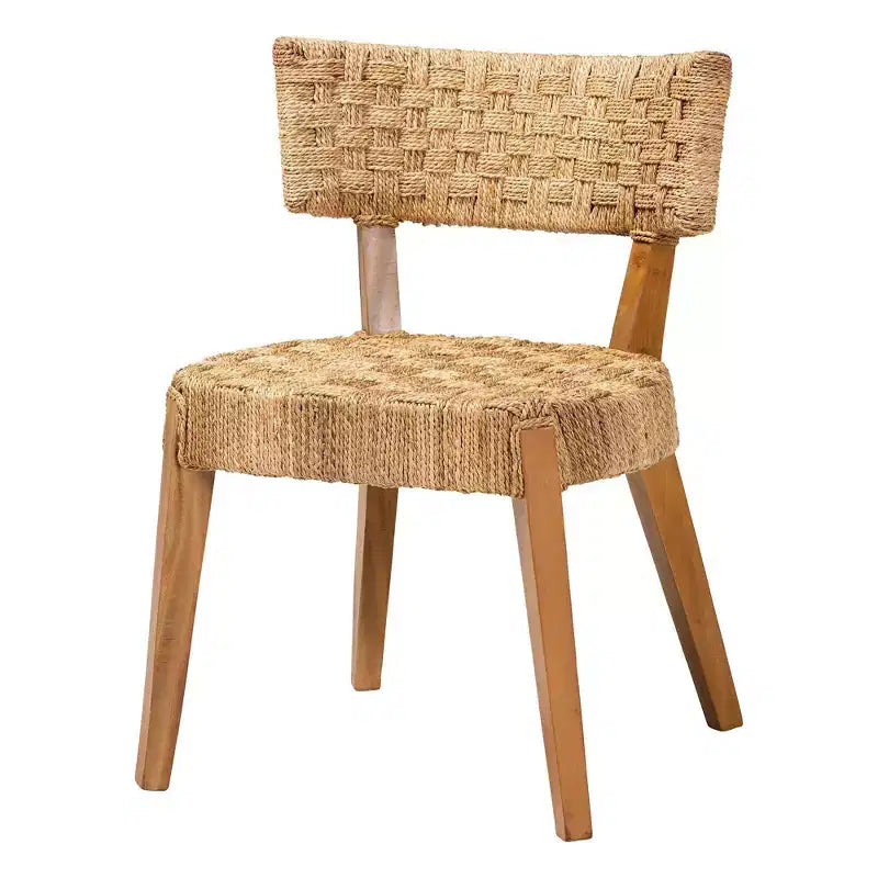 bali & pari Sabit Seagrass and Mahogany Wood Dining Chair Natural/Natural Brown
