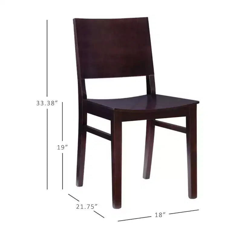Set of 2 Devin Modern Panel Back Side Chairs Brown - Linon: Beechwood Frame, Mid-Century Style, No Assembly Required