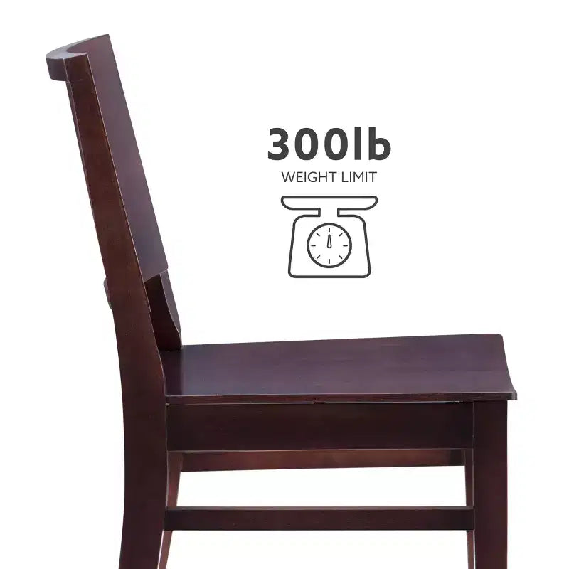 Set of 2 Devin Modern Panel Back Side Chairs Brown - Linon: Beechwood Frame, Mid-Century Style, No Assembly Required