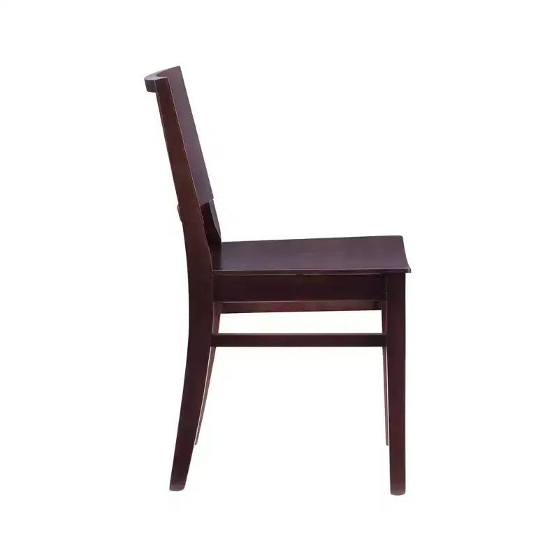 Set of 2 Devin Modern Panel Back Side Chairs Brown - Linon: Beechwood Frame, Mid-Century Style, No Assembly Required