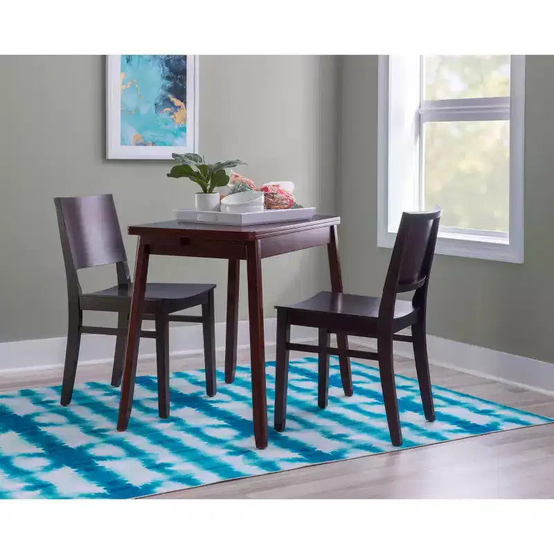 Set of 2 Devin Modern Panel Back Side Chairs Brown - Linon: Beechwood Frame, Mid-Century Style, No Assembly Required