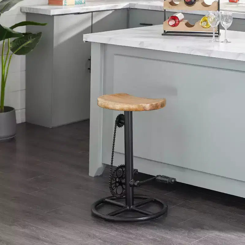 Olivia & May Industrial Metal Counter Height Barstool Brown: Round, Backless, Iron Frame, Fixed Height