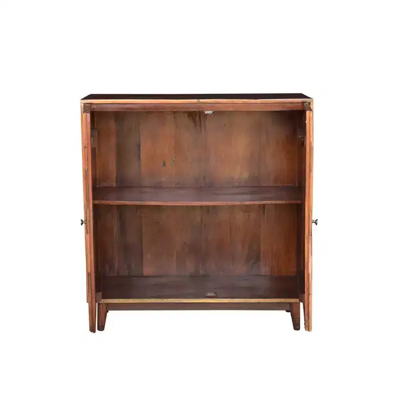Chevron 2 Door Wooden Cabinet Brown - Timbergirl: Carved Details, No Assembly, 40" Wide
