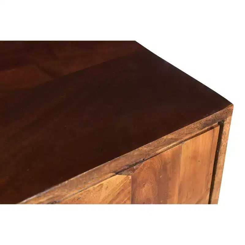 Chevron 2 Door Wooden Cabinet Brown - Timbergirl: Carved Details, No Assembly, 40" Wide