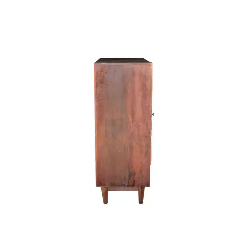 Chevron 2 Door Wooden Cabinet Brown - Timbergirl: Carved Details, No Assembly, 40" Wide