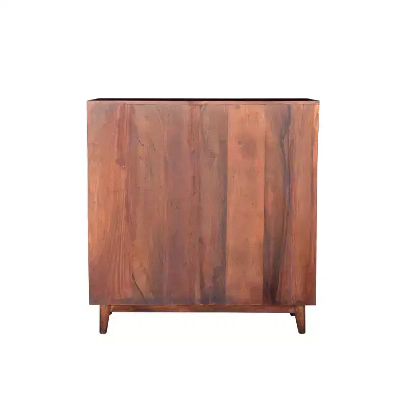 Chevron 2 Door Wooden Cabinet Brown - Timbergirl: Carved Details, No Assembly, 40" Wide