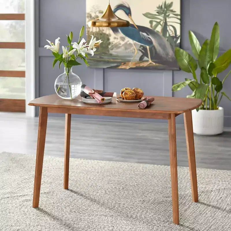 Buylateral Nettie Mid Century Modern Rectangular Dining Table Walnut Finish