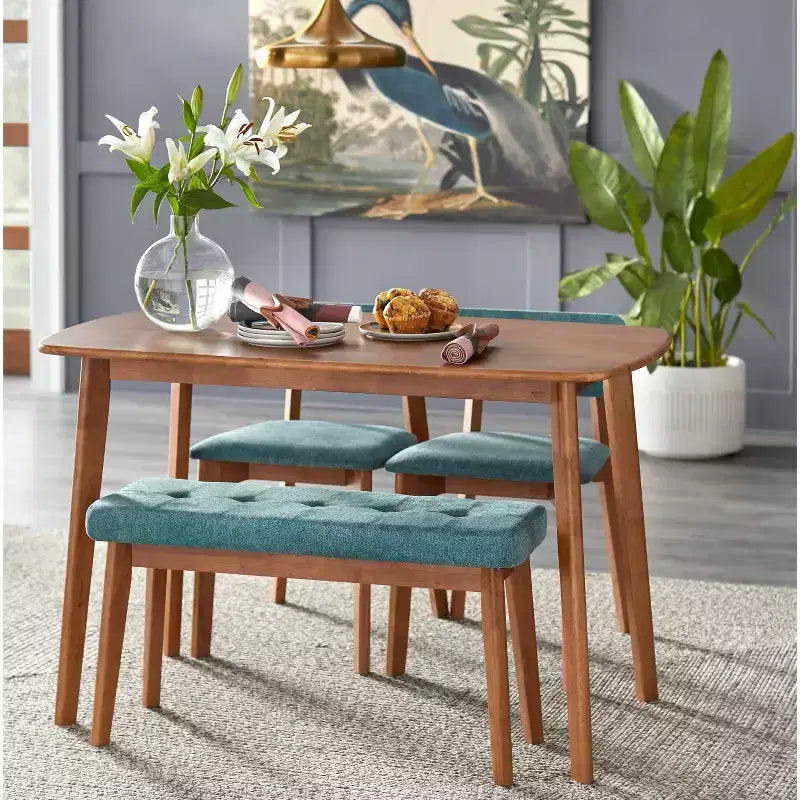 Buylateral Nettie Mid Century Modern Rectangular Dining Table Walnut Finish