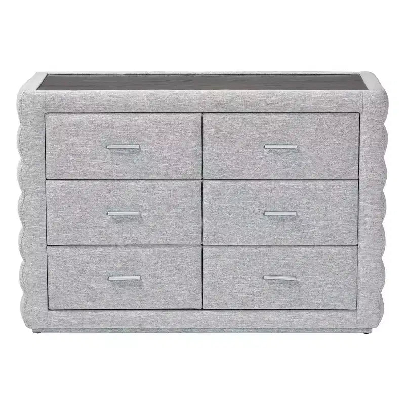 Baxton Studio Cadmus Channel Tufted Fabric 4 Drawer Dresser Light Gray