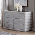 Baxton Studio Cadmus Channel Tufted Fabric 4 Drawer Dresser Light Gray