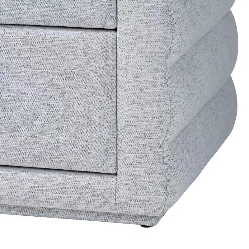Baxton Studio Cadmus Channel Tufted Fabric 4 Drawer Dresser Light Gray