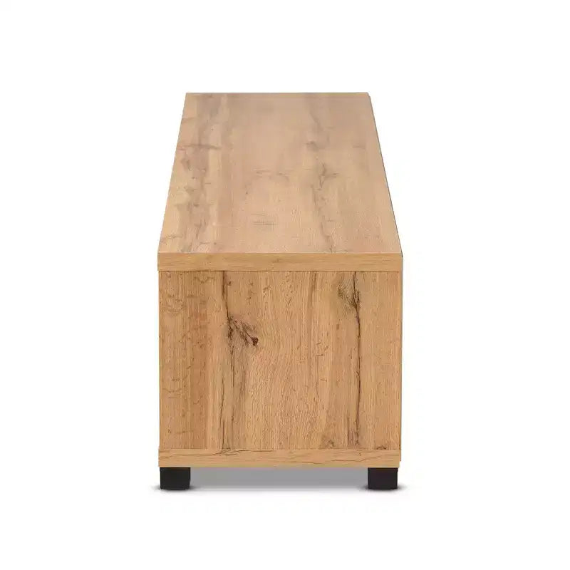 Beasley Wood 1 Drawer TV Stand for TVs up to 65" Oak Brown/Black - Baxton Studio: Media Entertainment Center