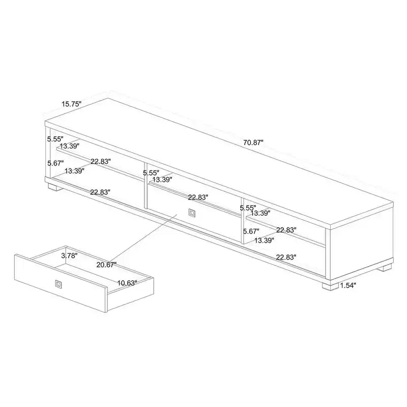 Beasley Wood 1 Drawer TV Stand for TVs up to 65" Oak Brown/Black - Baxton Studio: Media Entertainment Center