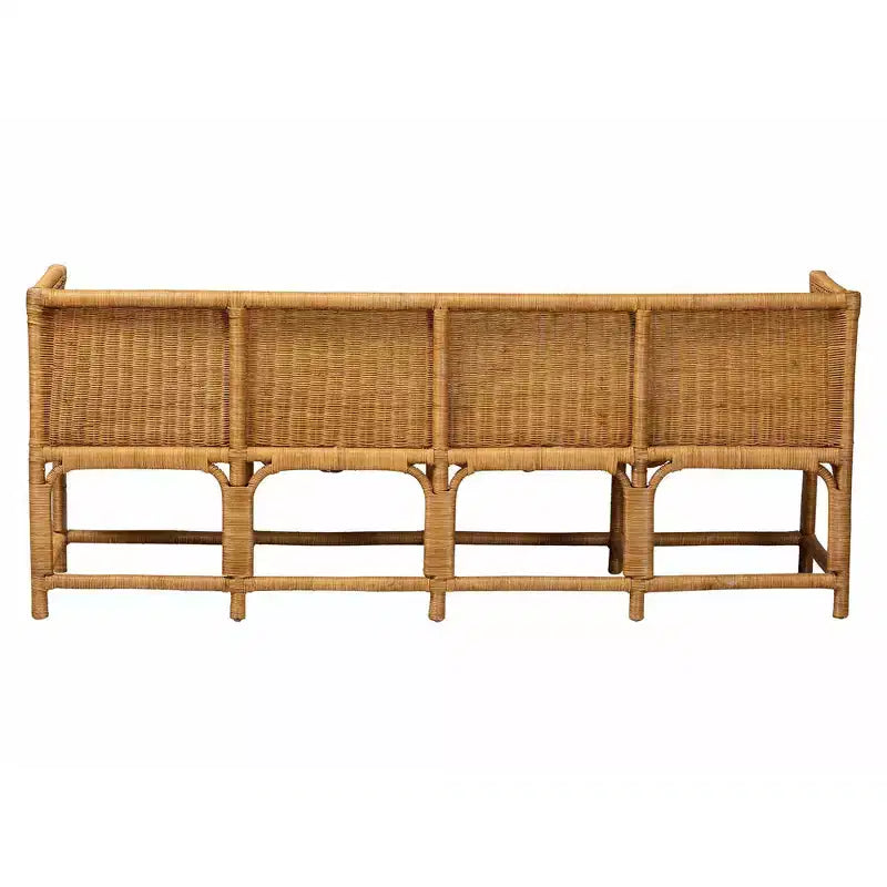 bali & pari Seranay Scallop Rattan Long Dining Bench Light Honey