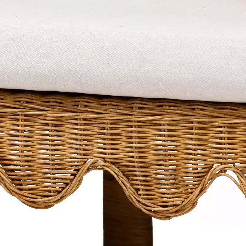 bali & pari Seranay Scallop Rattan Long Dining Bench Light Honey