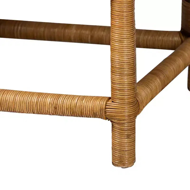 bali & pari Seranay Scallop Rattan Long Dining Bench Light Honey