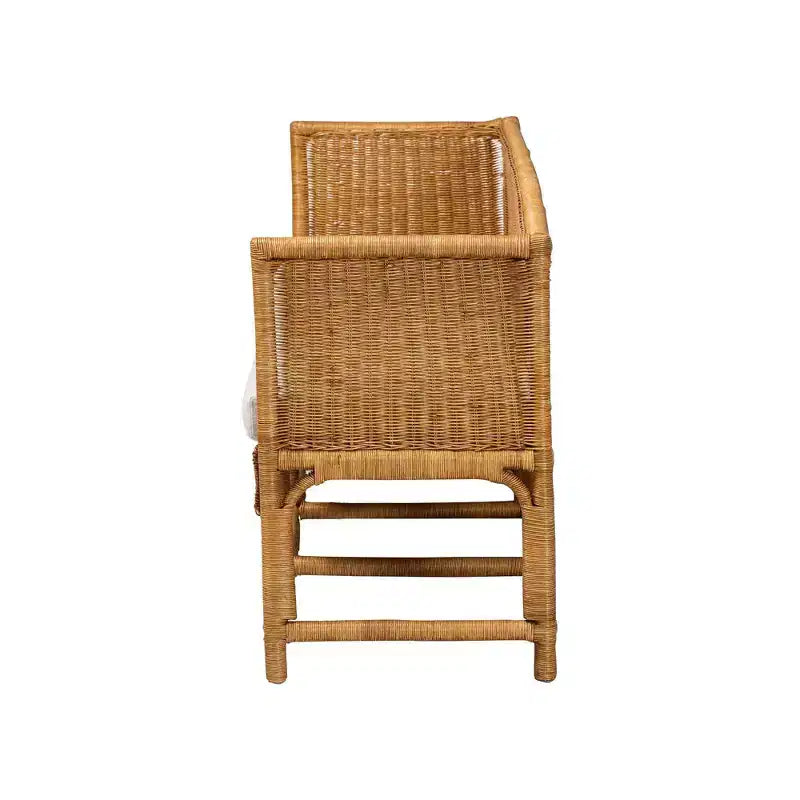 bali & pari Seranay Scallop Rattan Long Dining Bench Light Honey